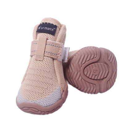 4# Khaki Breathable Woven Dog Shoes for Small to Medium Dogs - Non-Slip, Durable, Anti-Dirty Paw Protectors.