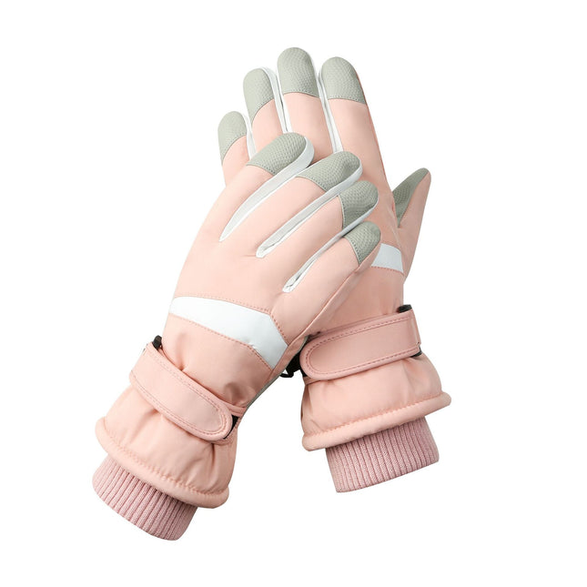Women's Pink-white Color Combination Top-Rated Waterproof Touchscreen Ski Gloves - Fleece-Lined for Men & Women.