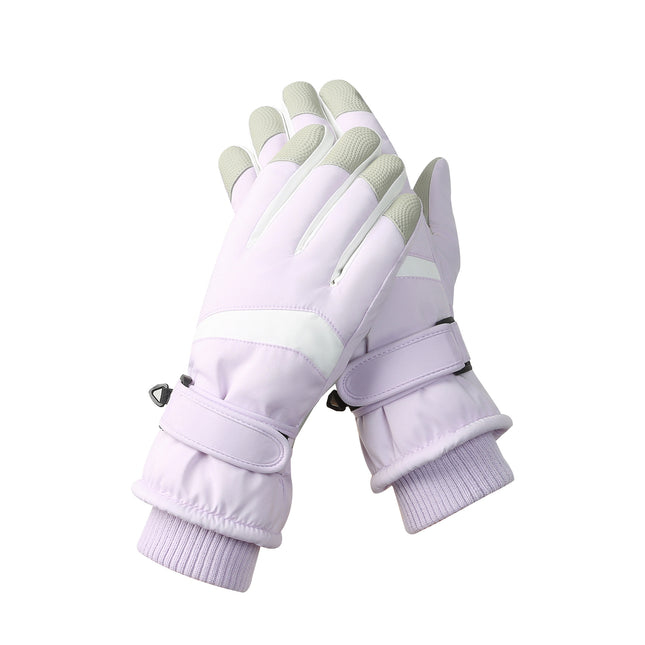 Women's Purple-white Color Combination Top-Rated Waterproof Touchscreen Ski Gloves - Fleece-Lined for Men & Women.
