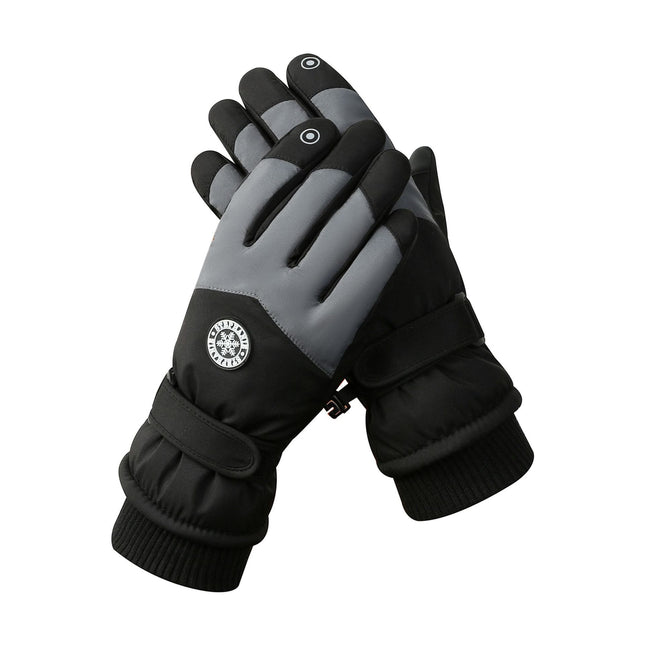 Men's Black-grey Color Combination Top-Rated Waterproof Touchscreen Ski Gloves - Fleece-Lined for Men & Women.