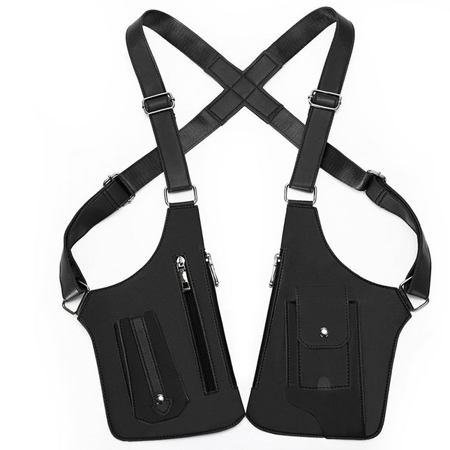 Balck Tactical Underarm Shoulder Holster Bag - Anti-Theft Double Pouch Vest Pack for Men.