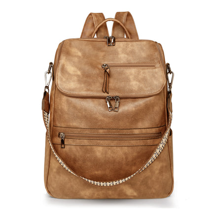 Yellow Stylish Anti-Theft Backpack for Women - Vintage PU Leather Convertible Rucksack & Shoulder Bag.