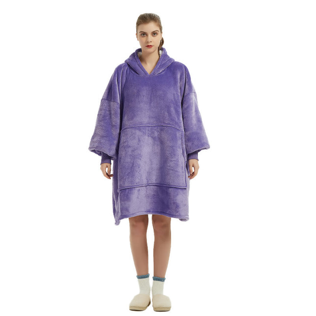 Purple Oversized Wearable Blanket Hoodie - Ultra Soft & Cozy Snuggle Pullover for Adults.