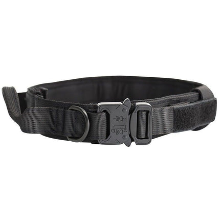M Black Tactical Dog Collar - Heavy Duty Nylon Pet Collar for Medium & Large Dogs, Adjustable (3.8cm Width).