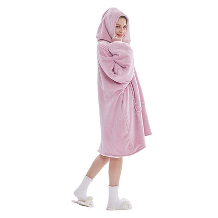 Dark Pink Oversized Wearable Blanket Hoodie - Ultra Soft & Cozy Snuggle Pullover for Adults.