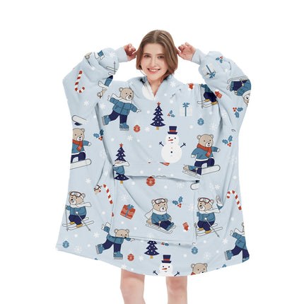 Snowman Oversized Wearable Blanket Hoodie - Ultra Soft & Cozy Snuggle Pullover for Adults.
