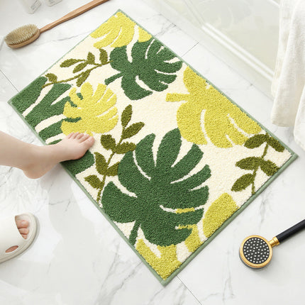 Tropical Rain Forest Jacquard Bathroom Mat - Super Absorbent Non-Slip Rug (40x60cm), Toilet Floor Mat for Bathroom/Bedroom/Entryway.