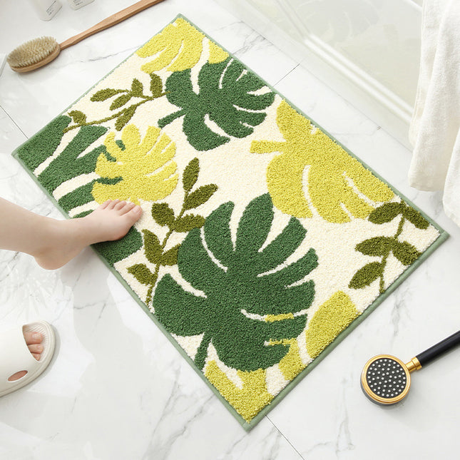 Tropical Rain Forest Jacquard Bathroom Mat - Super Absorbent Non-Slip Rug (40x60cm), Toilet Floor Mat for Bathroom/Bedroom/Entryway.