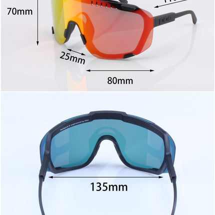 White Frame Red Tablet Oversized Shield Cycling Sunglasses - Wide Vision UV400 Sports Eyewear for Road & MTB.