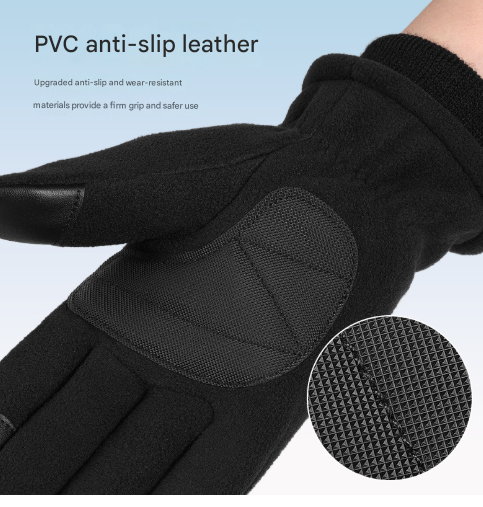 S Black Winter Fleece Touchscreen Gloves - Warm & Water-Repellent for Cycling & Outdoor Sports.