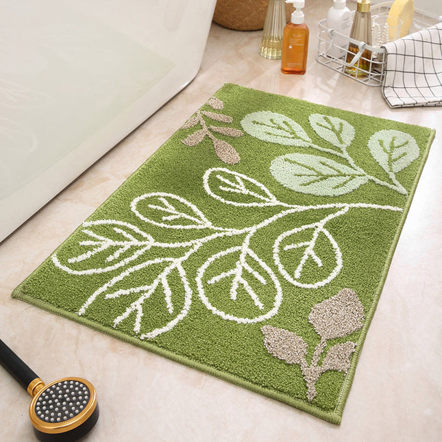Green Leaves Bathroom Mat - Super Absorbent Non-Slip Rug (40x60cm), Toilet Floor Mat for Bathroom/Bedroom/Entryway.