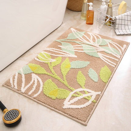 Brown Green Leaves Bathroom Mat - Super Absorbent Non-Slip Rug (40x60cm), Toilet Floor Mat for Bathroom/Bedroom/Entryway.