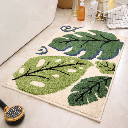 Big Leaves Bathroom Mat - Super Absorbent Non-Slip Rug (40x60cm), Toilet Floor Mat for Bathroom/Bedroom/Entryway.