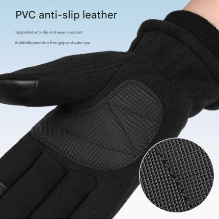 XL Grey Winter Fleece Touchscreen Gloves - Warm & Water-Repellent for Cycling & Outdoor Sports.