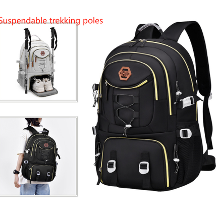 Black Stylish Large Capacity Backpack - Water-Resistant Oxford Rucksack for Travel, School & Daily Use.