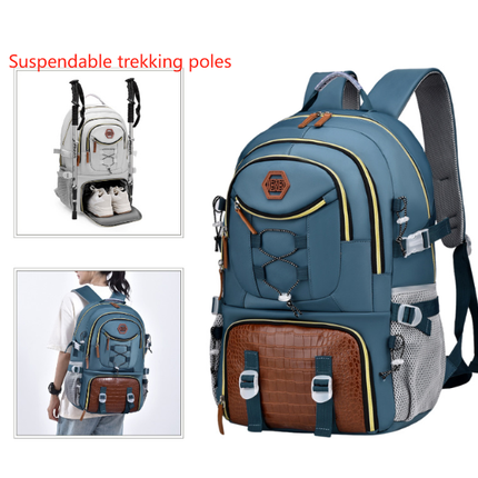 Green Stylish Large Capacity Backpack - Water-Resistant Oxford Rucksack for Travel, School & Daily Use.