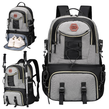 Dark Grey Stylish Large Capacity Backpack - Water-Resistant Oxford Rucksack for Travel, School & Daily Use.