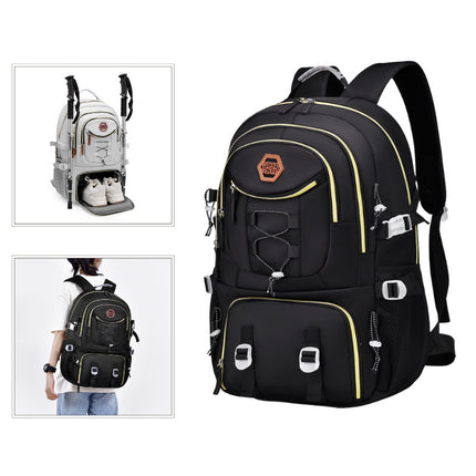 Dark Grey Stylish Large Capacity Backpack - Water-Resistant Oxford Rucksack for Travel, School & Daily Use.