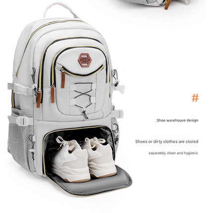Dark Grey Stylish Large Capacity Backpack - Water-Resistant Oxford Rucksack for Travel, School & Daily Use.