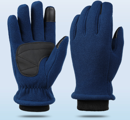 XS Navy Blue Winter Fleece Touchscreen Gloves - Warm & Water-Repellent for Cycling & Outdoor Sports.