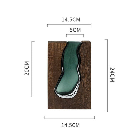 Modern Sculptural Wood and Glass Vase for Home Decor.