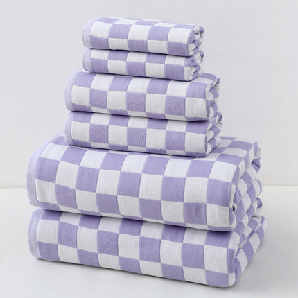 Purple Ultra-Soft 100% Cotton Gauze 6-Piece Towel Set | Absorbent & Quick-Dry Bath Towel.