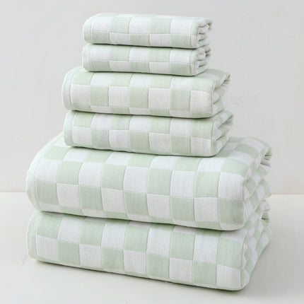 Light Green Ultra-Soft 100% Cotton Gauze 6-Piece Towel Set | Absorbent & Quick-Dry Bath Towel.
