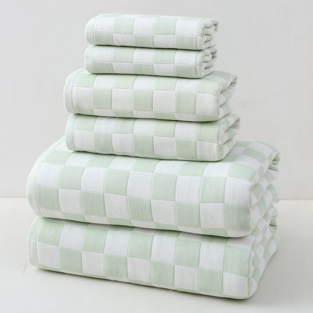 Light Green Ultra-Soft 100% Cotton Gauze 6-Piece Towel Set | Absorbent & Quick-Dry Bath Towel.