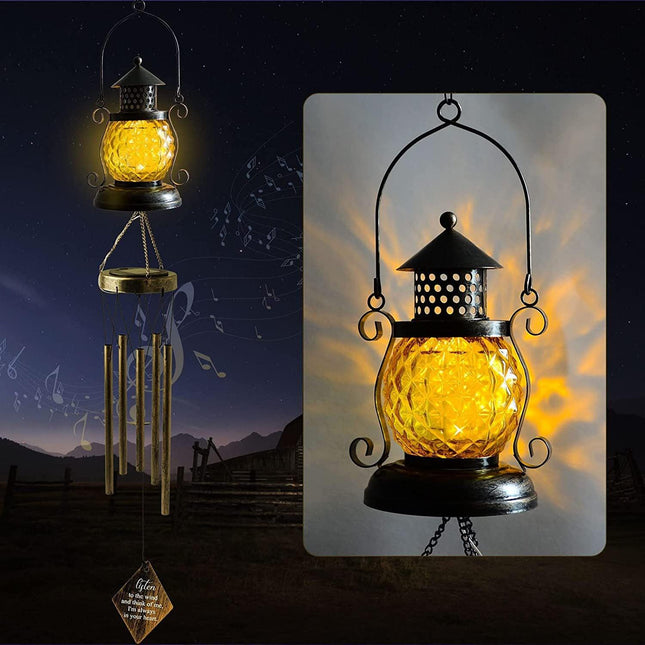 Vintage Solar Pineapple Wind Chime Light - Hanging Garden Decor.