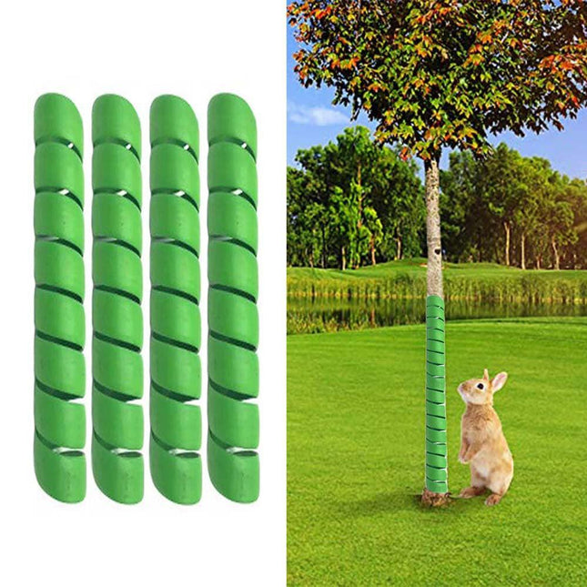 Green 4-Pack Spiral Tree Trunk Protector Guard - Flexible Sapling Bark Shield.