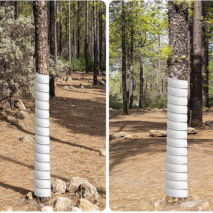 White 4-Pack Spiral Tree Trunk Protector Guard - Flexible Sapling Bark Shield.