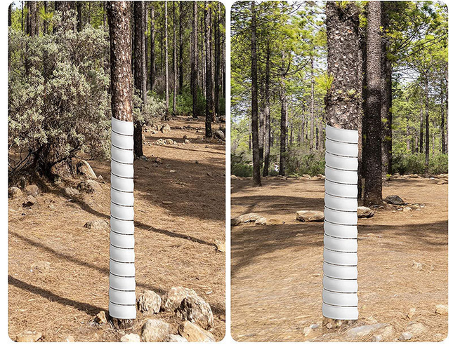 White 4-Pack Spiral Tree Trunk Protector Guard - Flexible Sapling Bark Shield.