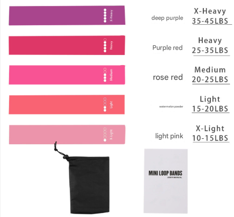 Pink 10 Pieces of 2 Sets Premium Resistance Loop Bands - Fitness Exercise Bands for Legs, Glutes, and Strength Training with Carry Bag.