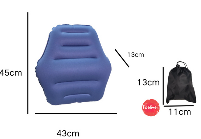Blue Ultralight Inflatable Lumbar Support Pillow - Portable Ergonomic Back Cushion for Travel, Office & Car.