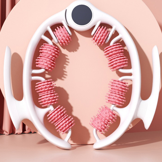 Pink Ergonomic U-Shape Leg Roller 360 Degree Massager for Muscle Relief Fitness Yoga.