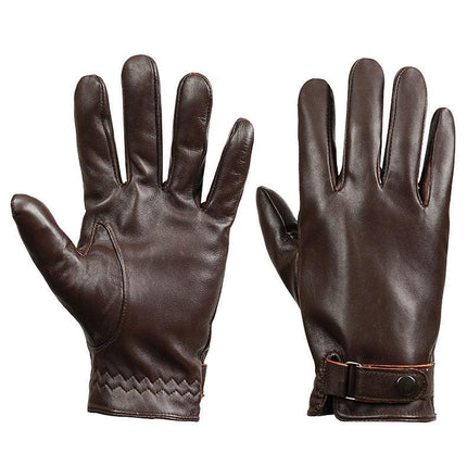 S Dark Brown Premium Men's Genuine Sheepskin Leather Driving & Cycling Gloves.