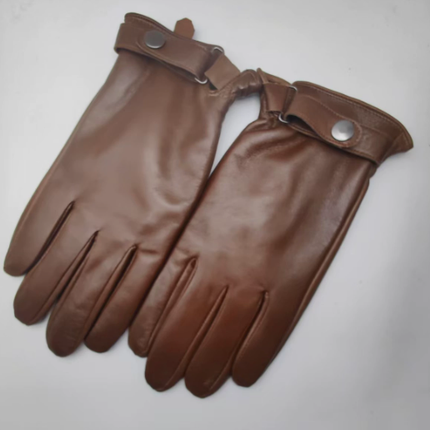 L Brown Premium Men's Genuine Sheepskin Leather Driving & Cycling Gloves.