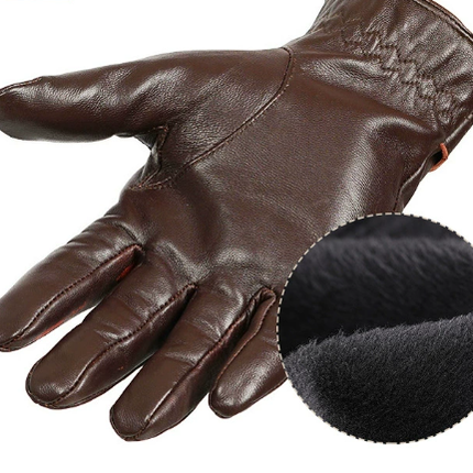L Brown Premium Men's Genuine Sheepskin Leather Driving & Cycling Gloves.