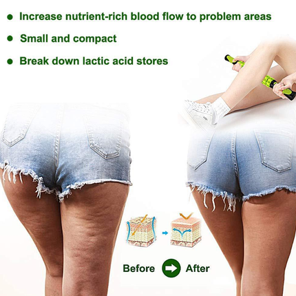 Green Deep Tissue Massage Roller Stick for Muscle Soreness & Recovery - Portable Fascia Release Tool.