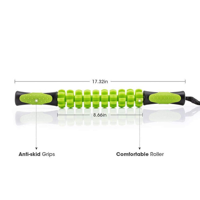 Yellow Deep Tissue Massage Roller Stick for Muscle Soreness & Recovery - Portable Fascia Release Tool.