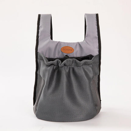 L Grey Hands-Free Pet Carrier Backpack for Small Dogs & Cats - Breathable Chest Pack for Outdoor Travel & Hiking.