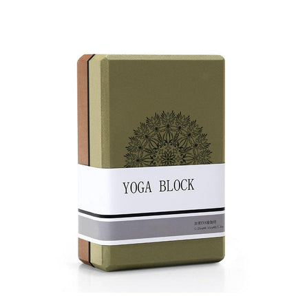 Olive Green/Brown High-Density EVA Foam Yoga Block for Support & Stability - Lightweight Non-Slip Brick for Yoga, Pilates & Stretching.
