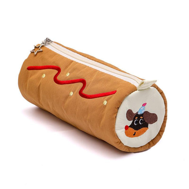 Light Coffee Brithday Dod Vibrant Color Block Pencil Case - Large Capacity Stationery Organizer for School & Office.