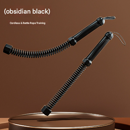 Black Heavy Cordless Battle Rope - Portable Weighted Fitness Rope for Home Gym Strength & Cardio Training.