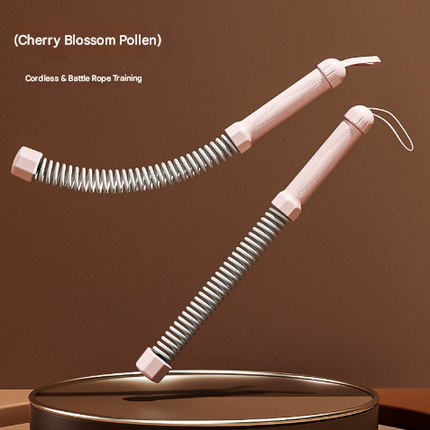 Pink Heavy Cordless Battle Rope - Portable Weighted Fitness Rope for Home Gym Strength & Cardio Training.