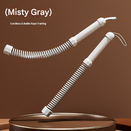 Grey Heavy Cordless Battle Rope - Portable Weighted Fitness Rope for Home Gym Strength & Cardio Training.