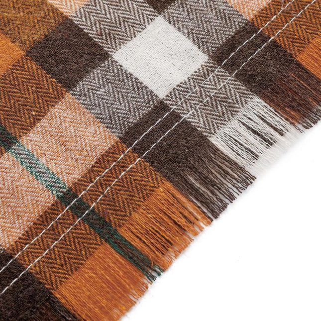 Blue M 65x45x45cm Thanksgiving Plaid Dog Bandana 2-Pack - Festive Tassel Triangle Scarf for Pets.