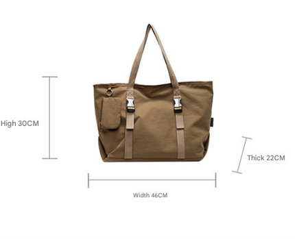 Beige Modern Utility Tote Bag for Women - Large Capacity Shoulder Bag with Detachable Pouch for Work, School & Travel.