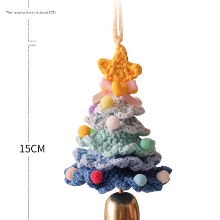 2PCS Red Handmade-Style Crochet Christmas Tree Ornament - Festive Plush Hanging Decor for Home & Car.