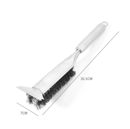 Stainless Steel Handle Heavy Duty BBQ Grill Brush - Stainless Steel Wire Cleaner with Scraper for Effortless Grate Cleaning.